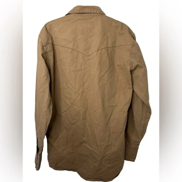 VINTAGE Larry Mahan Western Cowboy Shirt Brown Button-Up Solid Long Sleeve - Picture 2 of 6